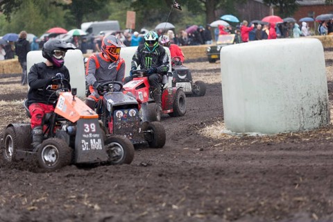 Lawnmower tractor race in Thönse, Lower Saxony, Germany