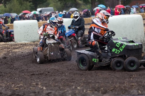 Lawnmower tractor race in Thönse, Lower Saxony, Germany