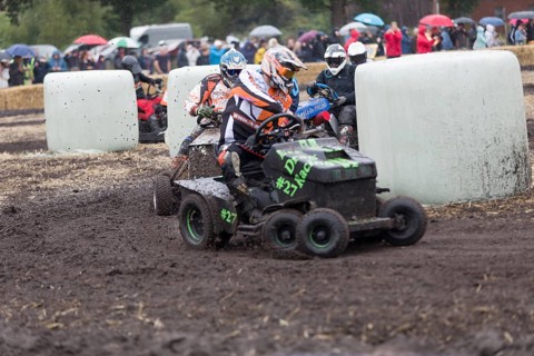 Lawnmower tractor race in Thönse, Lower Saxony, Germany