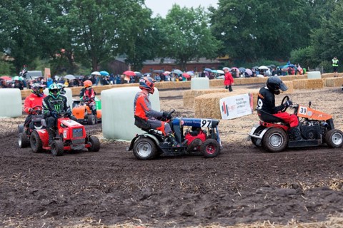 Lawnmower tractor race in Thönse, Lower Saxony, Germany