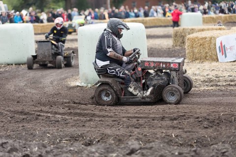 Lawnmower tractor race in Thönse, Lower Saxony, Germany