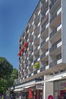 Modern apartment block with balconies, Dornbirn, Vorarlberg, Austria