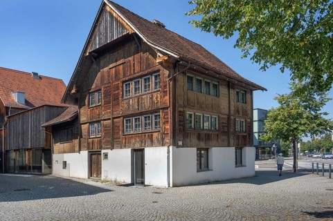 Wooden house with pointed gable, Dornbirn, Vorarlberg, Austria