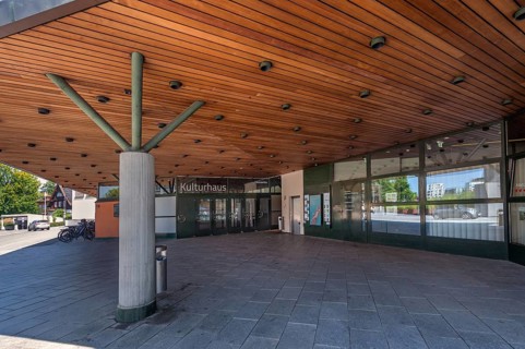 Cultural centre with wooden ceiling, Dornbirn, Vorarlberg, Austria