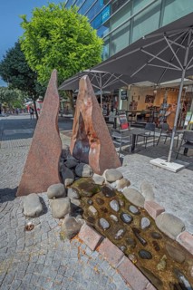 Fountain on stone pavement, Dornbirn, Vorarlberg, Austria