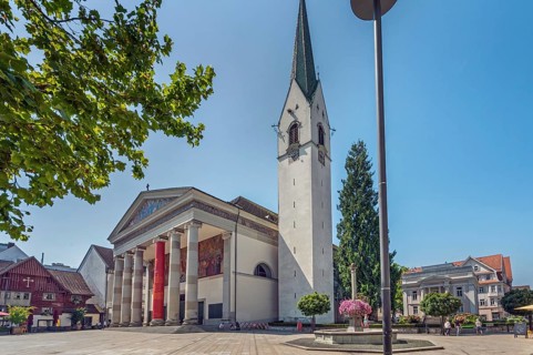 The Roman Catholic parish church of St Martin, entrance with a monumental Ionic temple façade with