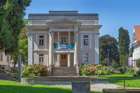 The vicarage, portal with Ionic columns, Dornbirn, Vorarlberg, Austria