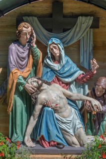 Gravesite with depiction of the Descent from the Cross, Catholic cemetery, Kempten, Allgäu,