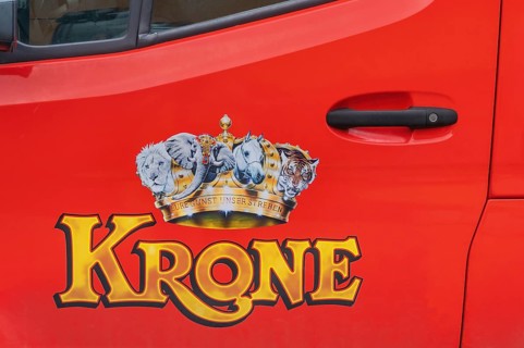 Lettering and logo on lorry, Circus-Krone, Kempten, Allgäu, Bavaria, Germany