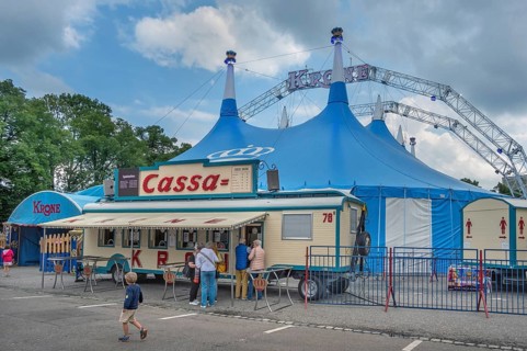 Circus tent, circus tent with Cassa wagon, Circus-Krone, Kempten, Allgäu, Bavaria, Germany