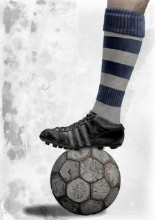 Football outfit of the 50s, corner kick