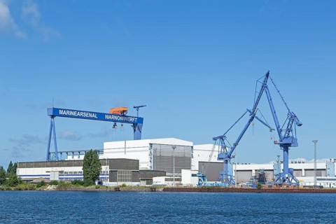 Marinearsenal Warnow Werft, Unterwarnow, Warnemünde, Rostock, Mecklenburg-Vorpommern, Germany