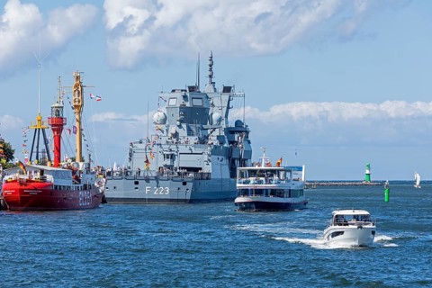 Frigate North Rhine-Westphalia, Boats, Hanse-Sail, Unterwarnow, Warnemünde, Rostock,