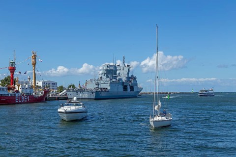 Frigate North Rhine-Westphalia, Boats, Hanse-Sail, Unterwarnow, Warnemünde, Rostock,