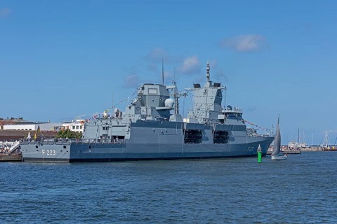 Frigate North Rhine-Westphalia, Hanse-Sail, Unterwarnow, Warnemünde, Rostock, Mecklenburg-Western