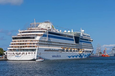 Cruise ship Aida mar in the harbour, Hanse Sail, Unterwarnow, Warnemünde, Rostock,