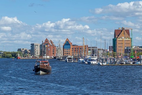 Excursion boat, Hanse-Sail, harbour, Rostock, Mecklenburg-Western Pomerania, Germany