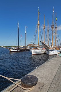 Sailing ships at the quay wall, Hanse-Sail, harbour, Rostock, Mecklenburg-Western Pomerania,