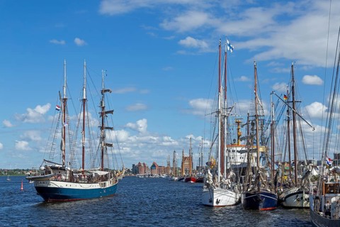Sailing ships, Hanse-Sail, harbour, Rostock, Mecklenburg-Western Pomerania, Germany