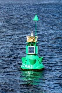 Green buoy, buoy, harbour, Rostock, Mecklenburg-Western Pomerania, Germany