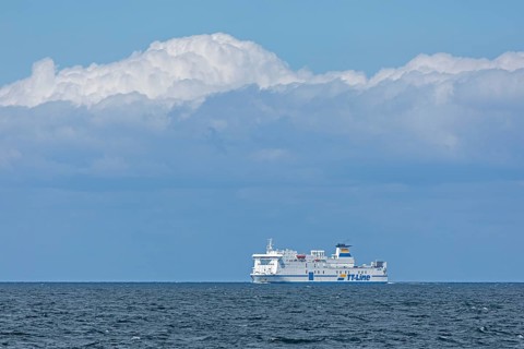 TT-Line ferry Tom Sawyer, Baltic Sea near Warnemünde, Rostock, Mecklenburg-Western Pomerania,