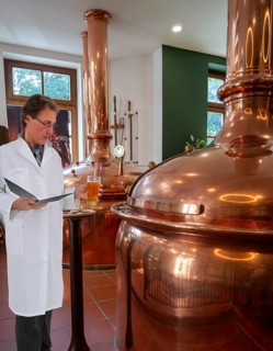 Brewery inspector with beer glass