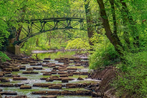 River Bastau with bridge Minden Germany