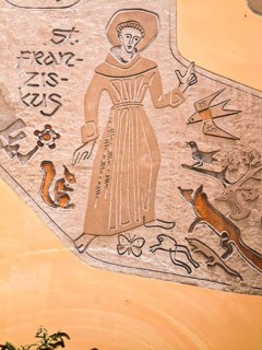 St Francis, Francis of Assisi, patron saint of animals, Middle Ages, birds, fox, squirrel,