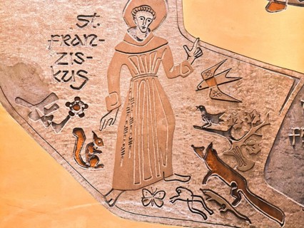St Francis, Francis of Assisi, patron saint of animals, Middle Ages, birds, fox, squirrel,