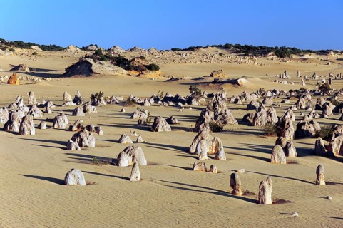 The Pinnacles, limestone pillars in the dunes, Nambung National Park near Cervantes, Perth, Western