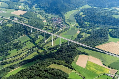 Kocher, bridge, river, Kocher valley bridge, motorway, motorway bridge, BAB A6, traffic route,