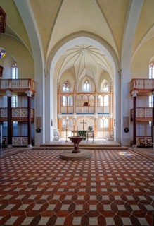 Protestant Wörlitz St Peter's Church in neo-Gothic style, interior view, Wörlitz Park, Wörlitz