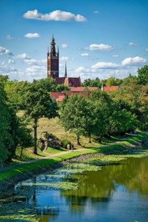 Wörlitz St Peter's Church with the Bible Tower, Lake Wörlitz, Wörlitz Park, Wörlitz Gardens, Garden