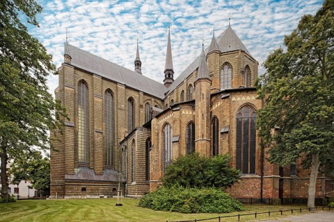 St Mary's Church, Protestant-Lutheran, North German brick Gothic, basilica, three naves, built from
