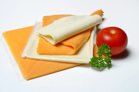 Processed cheese, processed cheese slices and tomato