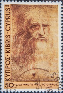 Leonardo da Vinci (1452-1519) was an Italian universal genius. Portrait on a Cypriot postage stamp