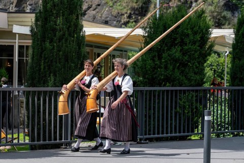 Alphorn players, Interlaken, Switzerland