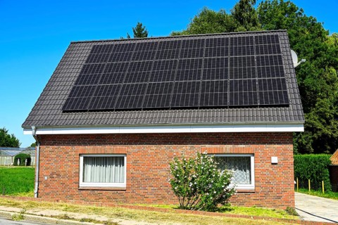 Solar system on a house roof in Hamburg, Germany