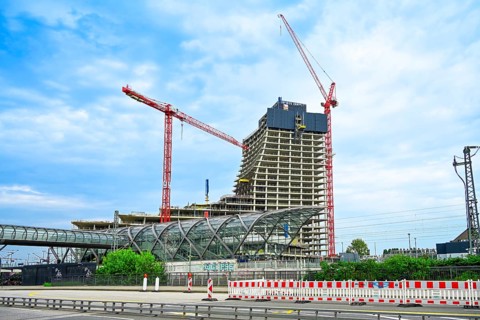 Construction site at the Elbtower in the harbour city of Hamburg, Germany