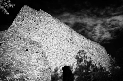 Tor tor and kennel of the castle ruins of Hofen Castle, Mühlhausen am Neckar district, infrared