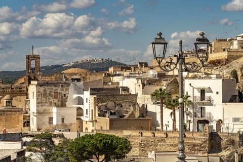 Town view with the church Madre di San Lorenzo Martire, Massafra, Apulia, Italy
