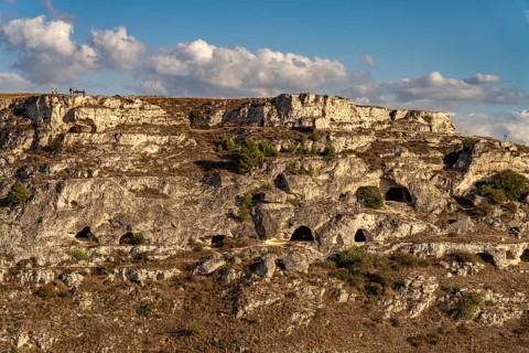 Caves at the Gravina di Matera gorge, Matera, Basilicata, Italy