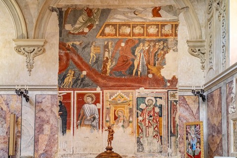 Frescoes depicting the Last Judgement in Matera Cathedral, Basilicata, Italy