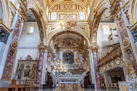 Interior and altar of Matera Cathedral, Basilicata, Italy