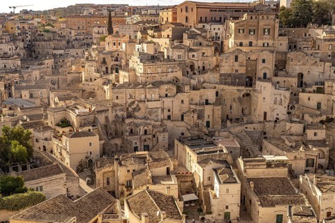 Sassi cave settlements in the historic centre of Matera, Basilicata, Italy