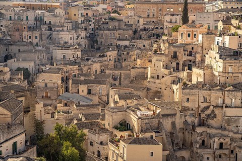 Sassi cave settlements in the historic centre of Matera, Basilicata, Italy