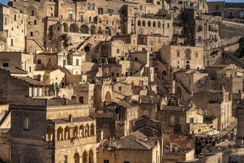 Sassi cave settlements in the historic centre of Matera, Basilicata, Italy