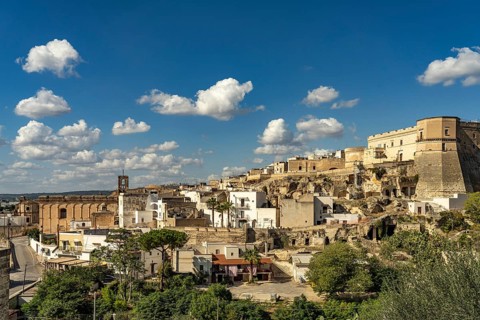 Massafra and the castle Castello di Massafra, Apulia, Italy
