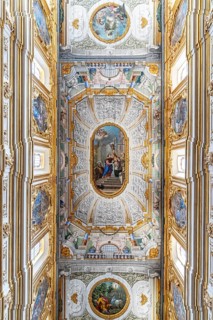 The painted wooden ceiling of Matera Cathedral, Basilicata, Italy