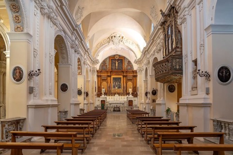 Interior of the church Chiesa di San Francesco d'Assisi in Gallipoli, Apulia, Italy
